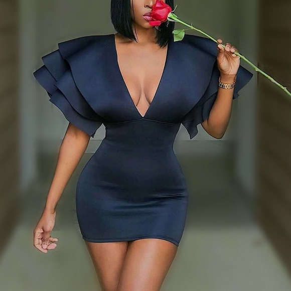 Black Ruffle Dress - Picture 1 of 5